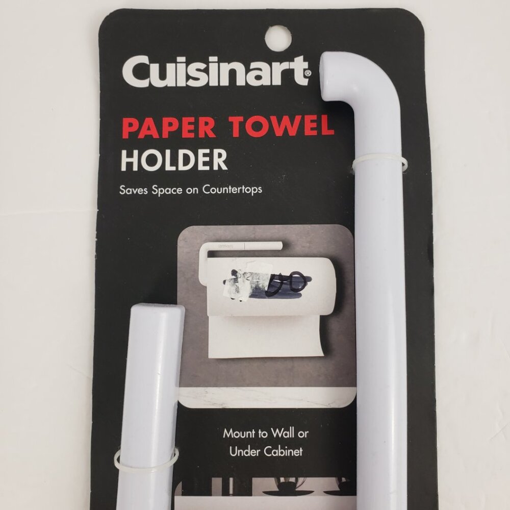 Cuisinart Paper Towel Holder Swivel Under Cabinet or Wall Mount White Organizer - Picture 2 of 9